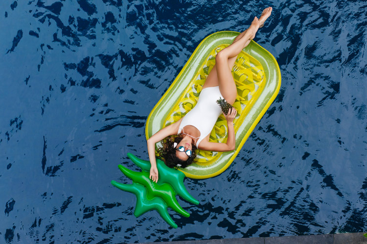 Girl on a pineapple-shaped float